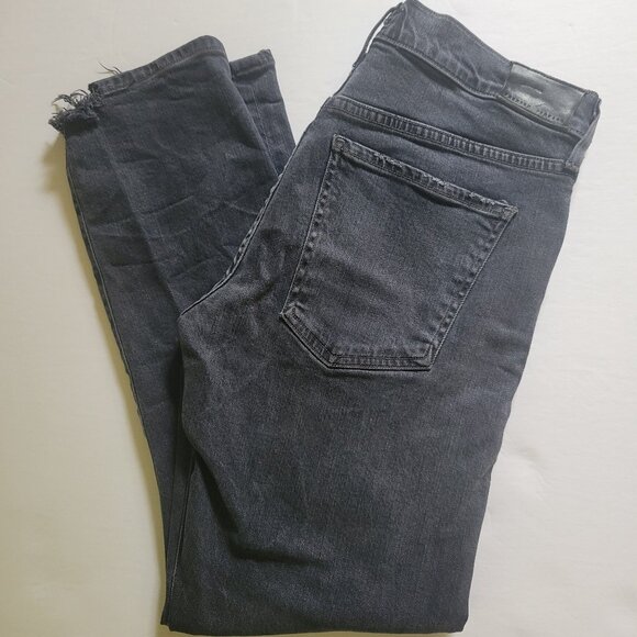COH Emerson Relaxed Slim Boyfriend Crop Chewed Hem Jean in Dark Gray - Picture 6 of 12